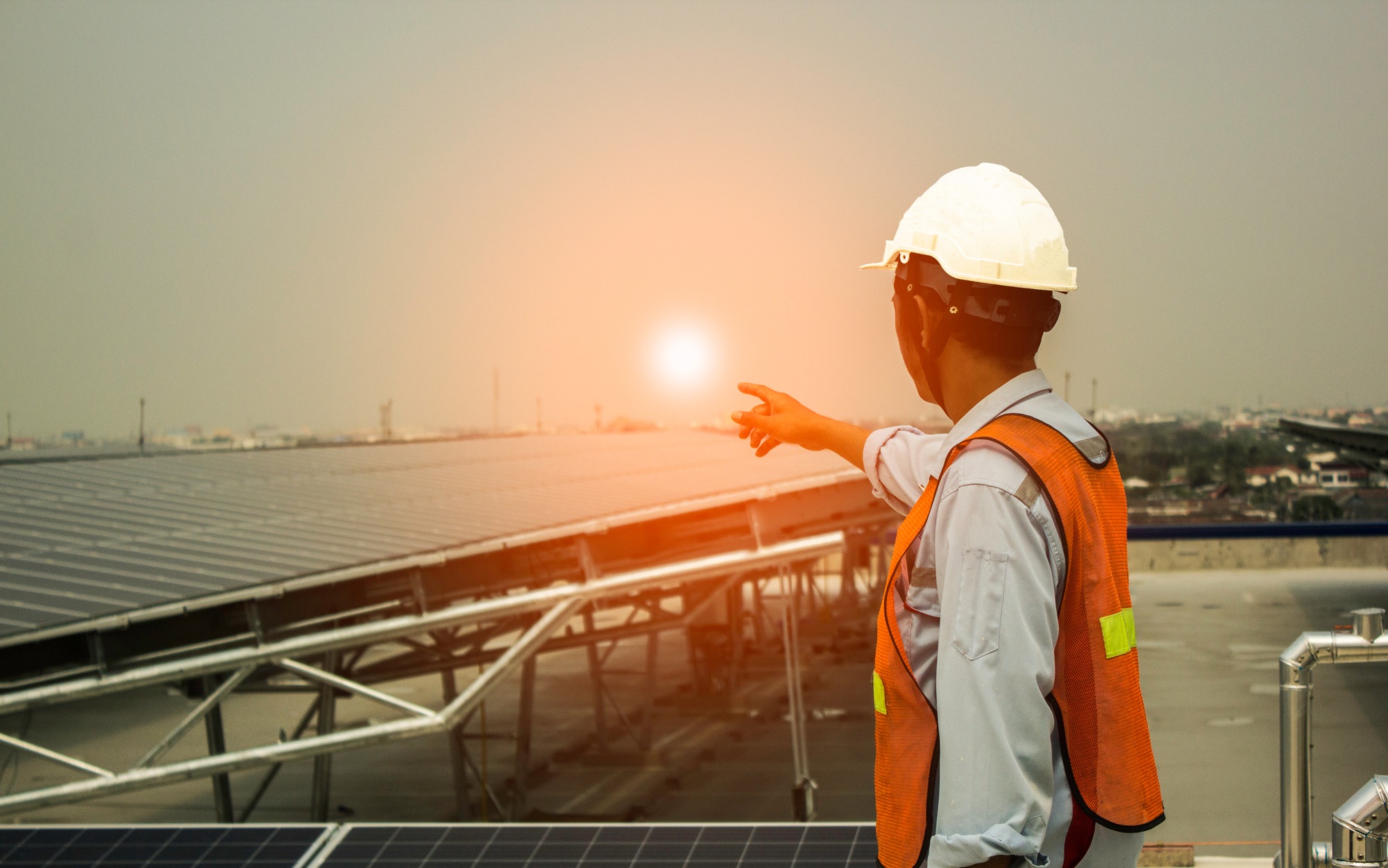 Installed solar cell and monitoring work.